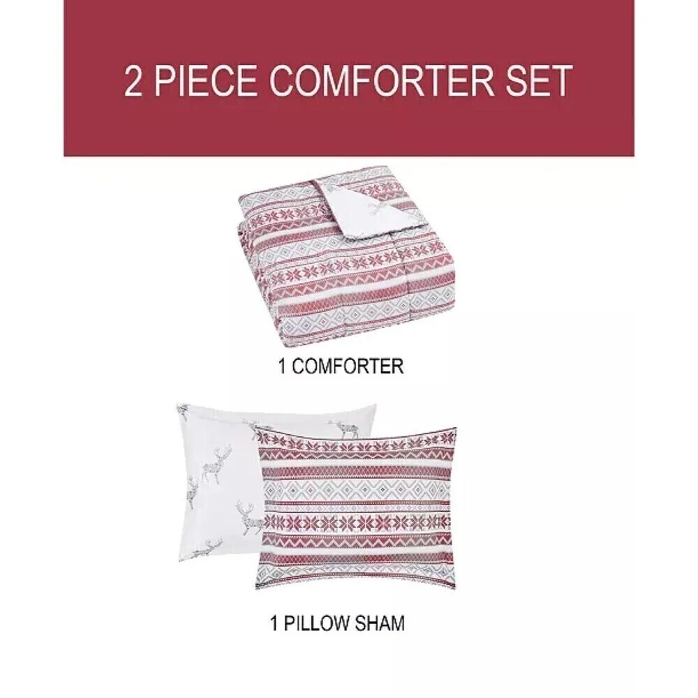 PEM AMERICA Holiday Fair Isle 2-Pc. Reversible Full/Queen Comforter Set bedding